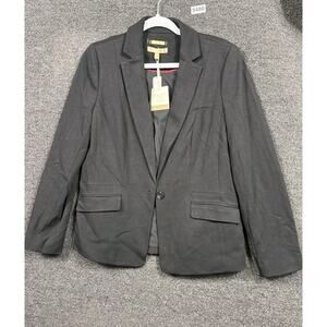 Talbots Blazer Womens 10 Black Italian Knit One Button Stretch Lined Jacket